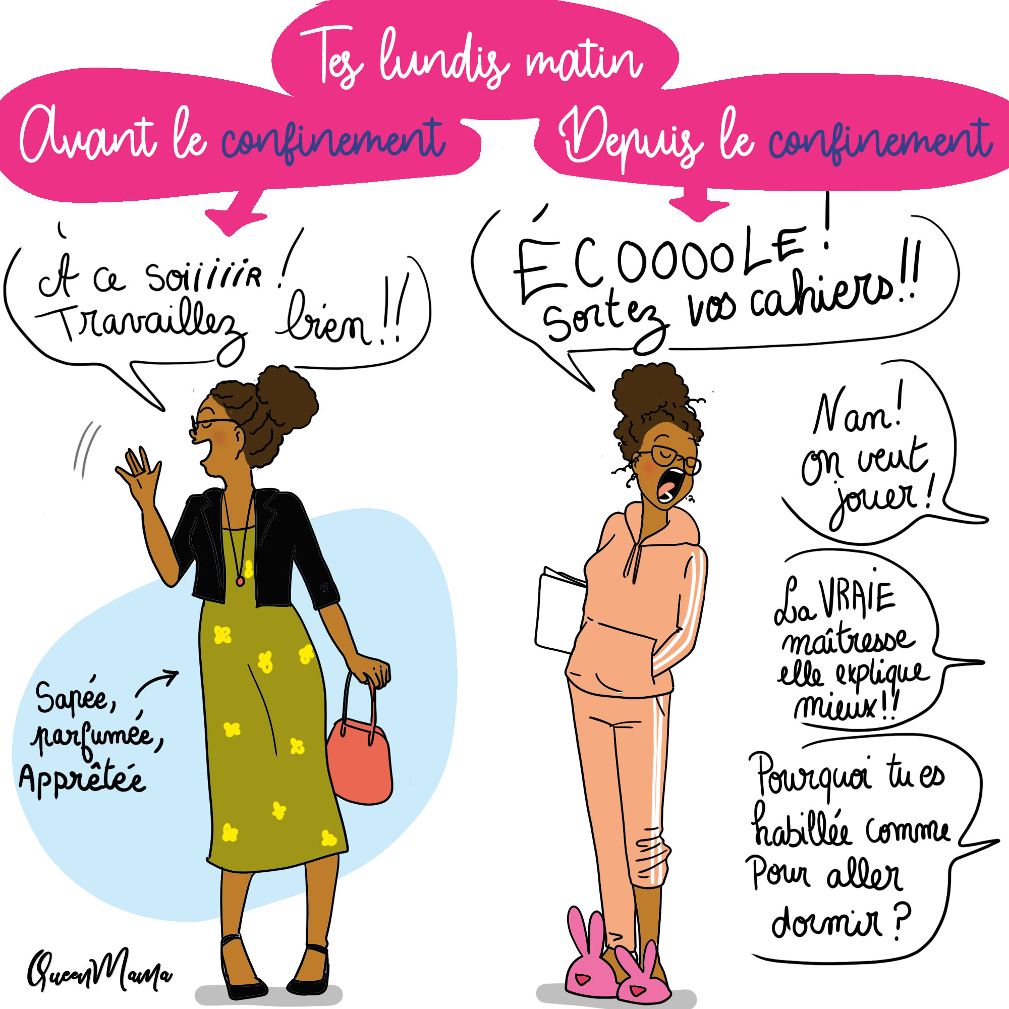 illustratrice, humour, parent, vie de parent, confinement, maman, vie de maman, illustratrion